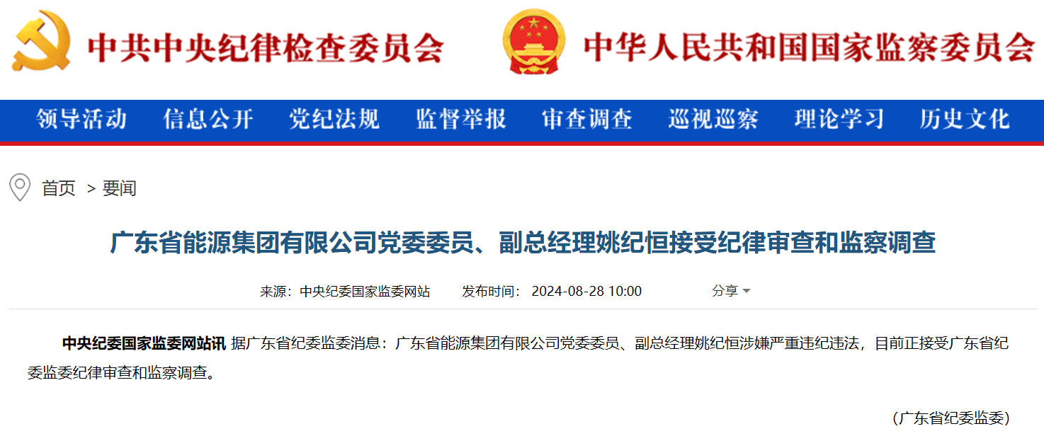 廣東省能源集團副總經理被查